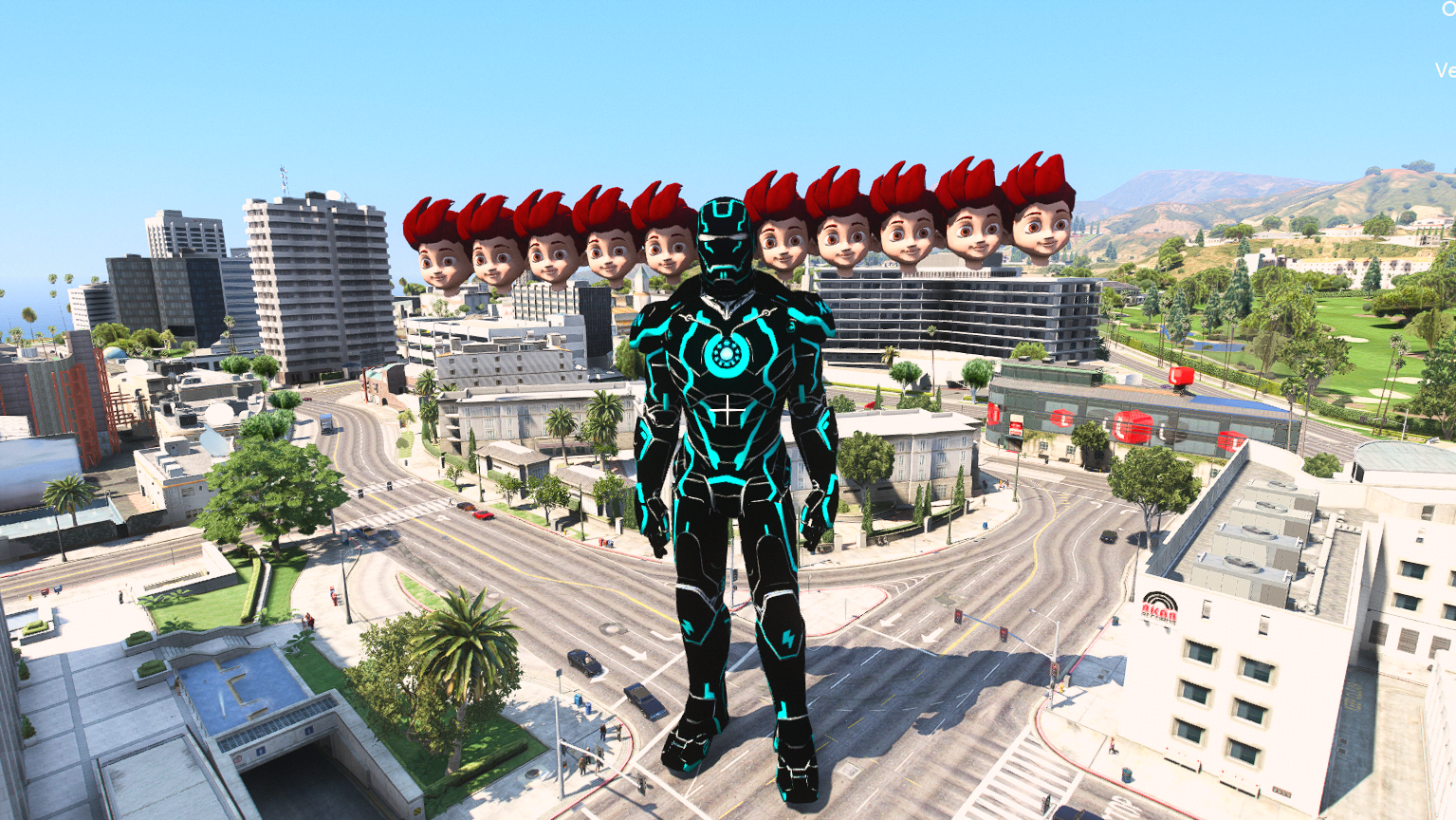 GTA 5 Mods 10 Head Kicko Neon Ironman Addon Ped