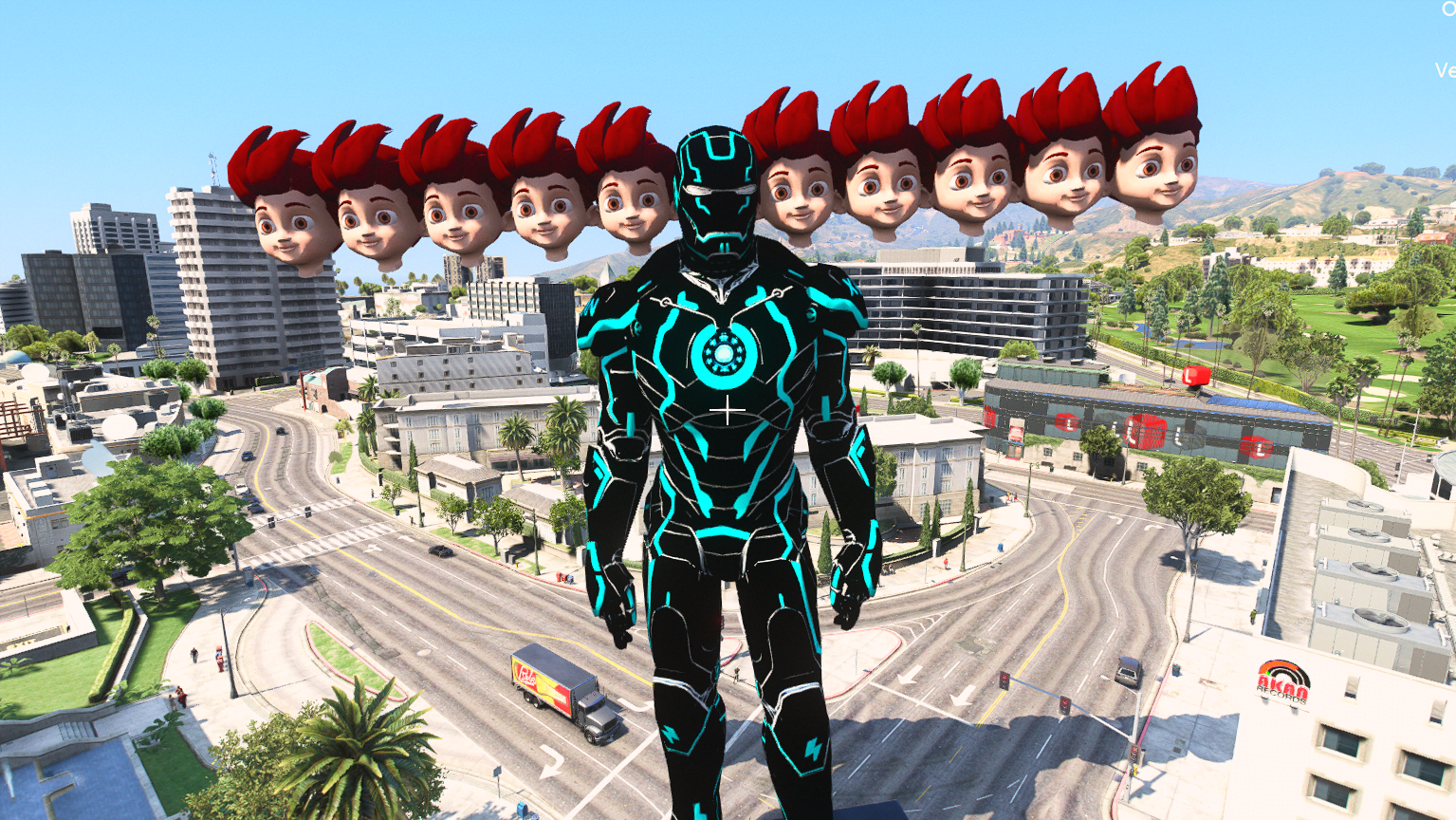 GTA 5 Mods 10 Head Kicko Neon Ironman Addon Ped